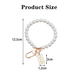 CaiHuaEr 1 PCS Pearl Keychain Exquisite Pearl Bracelet Keychain Wristlet Keyring wristlet keychain Bracelet Charm Accessories for Bags Purse,Shell