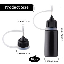 GORGECRAFT 10Pcs Precision Tip Applicator Bottles Black Metal Needle Plastic Bottle 10ML Precision Tip Applicator Bottles for DIY Paint Paper Quilling Craft Glue Ink Liquid Acrylic Painting