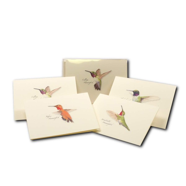 Earth Sky + Water - Western Hummingbird Assortment Notecard Set - 8 Blank Cards with Envelopes (2 each of 4 styles)