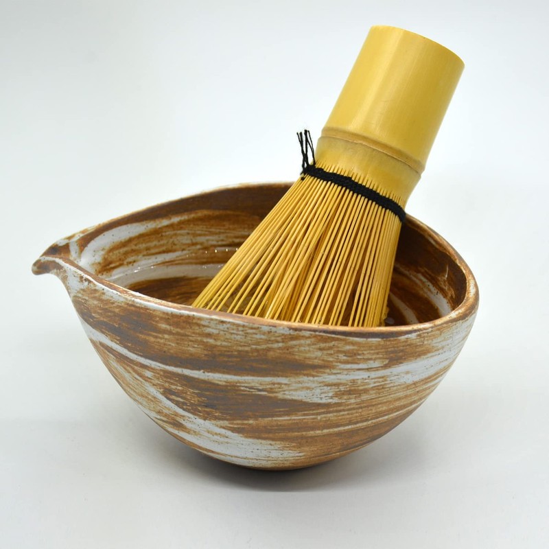 Katakuchi Ball Medium Bizen Style Matcha Bowl, 6.1 fl oz