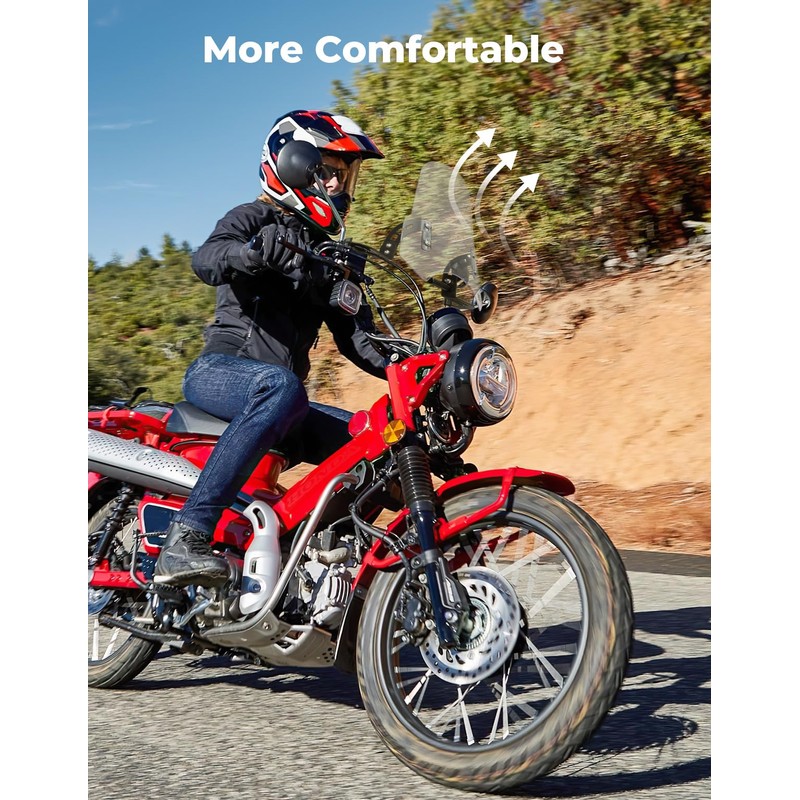 KEMIMOTO Motorcycle Windshield with Clamp Bar Compatible with CT125 2020-2025