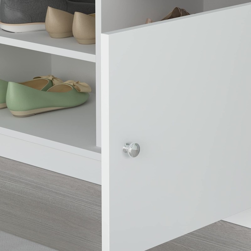 ECACAD Wood Shoe Storage Bench with Cushion Seat, 2 Doors
