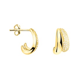 SOFIA MILANI - Women's Earrings 925 Silver with Zirconia Stones - Zirconia Stud Earrings, Yellow Gold, Cubic Zirconia