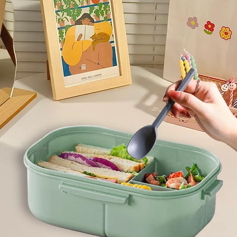 Wondora Lunchbox mit Fächern, Bento Box Kinder Brotdose mit Gabel