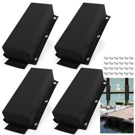 VEITHI Dock Bumper Black,Dock Bumper Guard with Screws,Boat Dock Bumper 4 Pack Total 64IN for Boat Dock Vertical Pole Post,PVC Piling Bumper-Post Bumper for Horizontal Deck or Pier Fenders