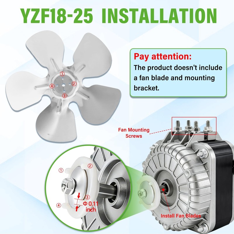 YZF18-25 Condenser Fan Motor 120V 60Hz 1550rpm 18/70W 1.01A AC