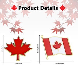 Oslynia 20 Pcs Canadian Flags Pin Maple Leaf Combination, Canadian Flags Logo, Patriotic Canadian Flag Pins Celebration, Daily Decoration of Canadian Pin Bags, Hats, Clothing (set)