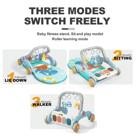 Baby Gym Play Mat 2-in-1 Baby Activity Center Playing Mat Tummy Time Toddler Play Mat for Newborn to Toddler