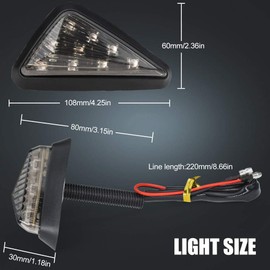 X-STYLE Motorcycle Turn Signal, LED, Yellow, Embedded Turn Signal Lamp, Marker, 9 LEDs 12 V, Universal, Triangle, Left and Right 2 Pieces (Amber)