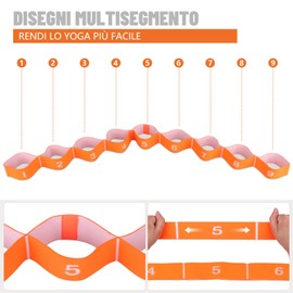 Yoga Stretch Strap, MOCOBO Stretch Band, Gymnastics Band with 8 Bows, Fitness Bands, Highly Elastic Gymnastics Band, Stretch Strap, Yoga Accessories