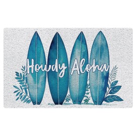 SPBL&L Western Beach Door Mat, Howdy Aloha Surfboard Coastal Welcome Doormat for Front Door Porch Entryway Indoor Outdoor Outside, Beach Welcome Mats, Western Ocean Bath Mat, 17x30 Inch