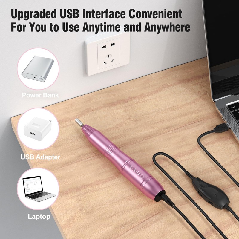 Portable Electric Nail Drill Machine, Professional 20000 RPM USB Manicure