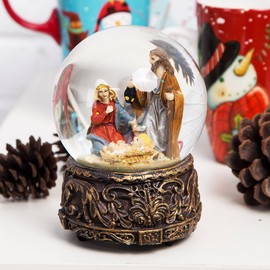 Christmas Snow Globe Musical Water Globe with Music for Christmas Decoration Holiday Party Decor,Nativity