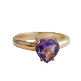 Herzförmiger Amethyst Ring aus vergoldetem Sterlingsilber - Natürlicher Edelstein - Geburtstagsgeschenk - Weihnachtsgeschenk - Handgefertigte Geschenkideen für Frauen (US Size 9 / Diameter 19)