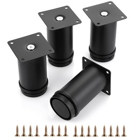 OwnMy 4PCS 4 Inch Stainless Steel Furniture Legs Feets Metal Cabinet Legs, Adjustable Round Metal Furniture Replacement Legs Corner Feets Heavy Duty Table Leg Extenders for Sofa Couch Chair