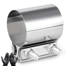 2Pcs 2.5 Inch Exhaust Pipe Clamp Butt Joint Type 304 Stainless Steel Ring Clamp Suitable For Catalytic Converter, Muffler, Exhaust Pipe (2, 2.5 Inch)