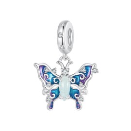 Qings Glow in the Dark Animal Cat Butterfly Turtle Bee Ladybird Owl Moth Luminous Charms 925 Sterling Silver for European Bracelets and Necklaces for Women Girls, Sterling Silver