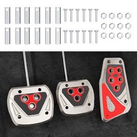 Car Pedal Pads, Foot Pedals Rest Plate Kit, Gas Pedal Covers, Brake Gas Pedal Pads, Non-Slip Manual Transmission Car Pedal Pads Car Pedal Accessories Universal for Manual Vehicle (Red)