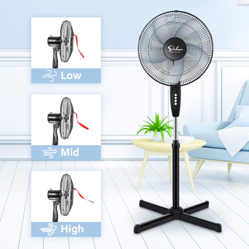 Simple Deluxe Oscillating 16″ 3 Adjustable Speed Pedestal Stand Fan