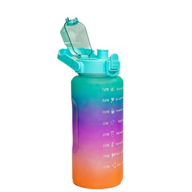 MAFEE 3 in 1 Motivational Water Bottles with Straw - Time Marker, Large Drinking Bottle Leakproof 2L/900ml/300ml Water Jugs for Sports Gym Travel Gift BPA Free. (Turquoise Blue)