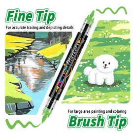 Betem Acrylic Paint Markers Paint Pens, 24 Colors Dual Tip Direct Liquid Acrylic Markers with Automatic Ink Control System, Fine & Brush Tip Art Supplies for Rocks, Wood, Stone, Fabrics, DIY Craft