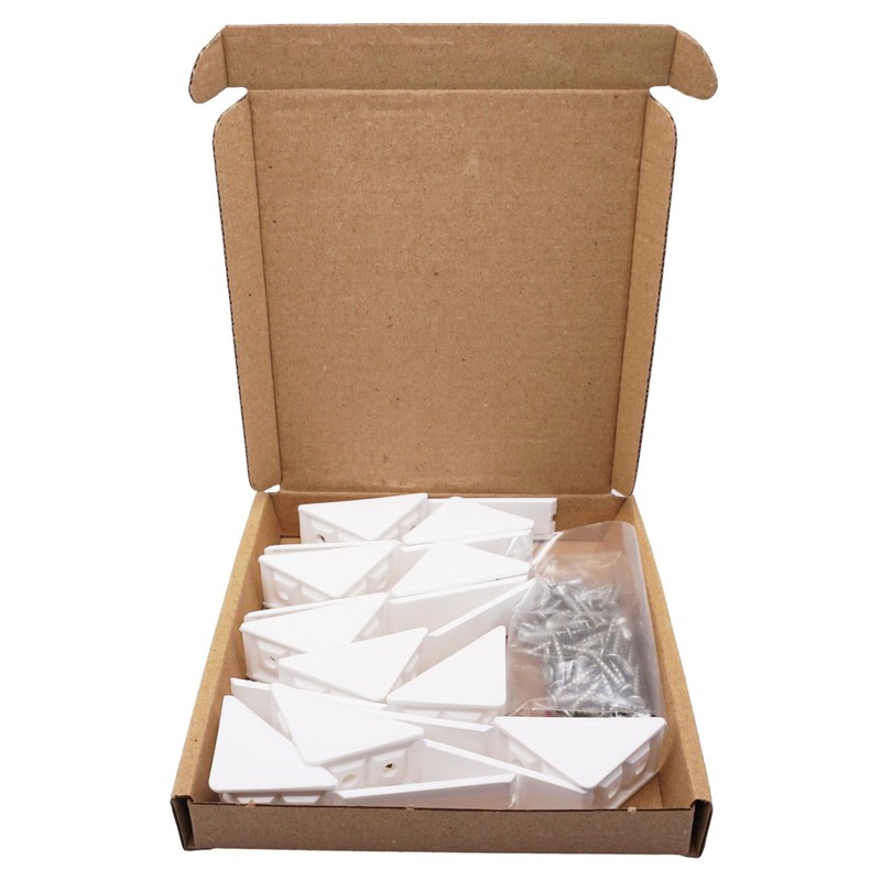 SKIR'CO (Pack of 10) White Shelf Brackets 20x31x31mm 90 Degree