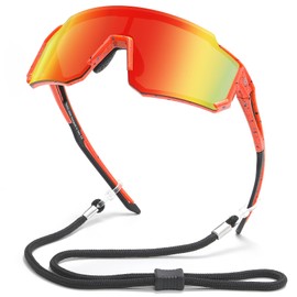 DUCO Polarized Kids Sunglasses Youth Sports Cycling Shades Lightweight Frame UV400 Child Boys Girls Baseball SunGlasses DK310 (Orange Frame Blue Black Dot Black Temple Revo Orange Lens)