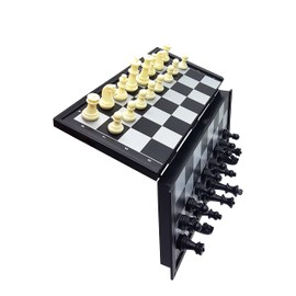 Lexibook Chessman® Classic, Magnetic and Foldable Chess Game, 32 Pieces, Family Board Game, Black/Grey, CGM320