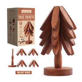 AH Inside Wooden Tree Trivet Set of 4 – Wood Trivets for Hot Dishes, Natural Wooden Pot Holders, Tree Coasters, Heat-Resistant Kitchen & Dining Decor.