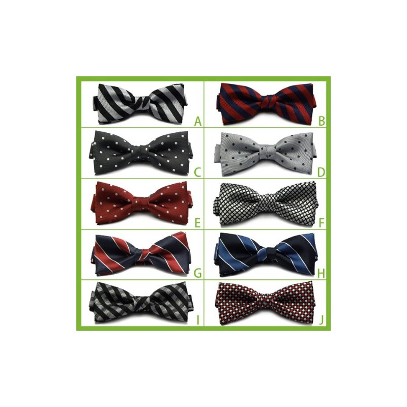 [8] Striped Bow Tie with Polka Dots, I / Black
