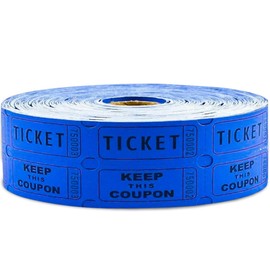 Toysery Raffle Tickets Double Roll – 1000 Tickets Per Roll, 50/50 Raffle for Events, Parties, Carnivals, Fundraisers, Entry, Prizes, and Class Rewards (Blue)