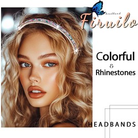 Firuilo Rhinestones Thin Headband Colorful Crystal Hairbands Sparkle Diamonds Head Bands for Women