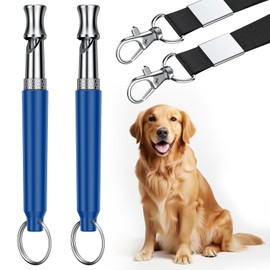 Atevn Dog Whistle, 2 Pack Dog Training Whistle with Lanyard, Adjustable Ultrasonic Silent Dog Recall Whistles, Professional Dog Whistle to Stop Barking Neighbors Dog (Blue)
