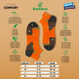 BAMBOS Bamboo Socks Men Running Trainer Sports Ankle Socks Women, Pack of 6 (Size UK 12-14, Multicoloured)