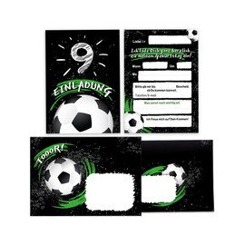 12 Invitation Cards for 9th Children's Birthday Ninth Birthday Boys Football Including 12 Envelopes, 12 Bags/Natural, 12 Stickers