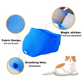 wintchuk Cat Muzzle with Soft Flexible Fabric, Cat Mask Mouth Guard Muzzle for Prevent Biting Chewing Grooming, Anti Scratch (M,Blue)