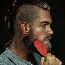 JIAXINGBING Boar Bristle Hair Brush, 2 Pack, Slick Back Hair Brush, Detangling, Black and Dark Red, Women's Hairbrush