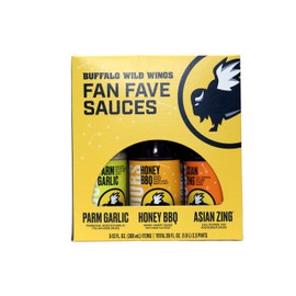 Fan Fave Sauces; Parm Garlic, Honey BBQ, Asian Zing (3) 12FL. OZ. Bottles Gift Set