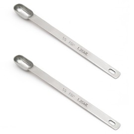 BERYLER 2PCS 1/4tsp (1.25ml) Single Measuring Spoon, Stainless Steel Long Handle Individual Teaspoons Only