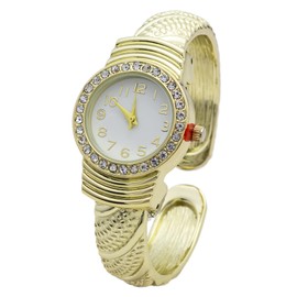 Blekon Collections Womens Quartz 26mm Case Concho Cuff Bangle Watch (Gold)