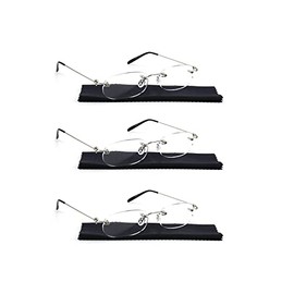 VISENG 3 Pairs Unisex Super Lightweight Rimless Quality Readers Ultra Thin Clear Lenses Frameless Reading Glasses +1.0