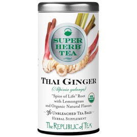The Republic of Tea — Organic Thai Ginger SuperHerb Tea Tin, 36 Herbal Tea Bags, Naturally Caffeine-Free