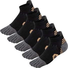 Kevaler Mens Toe Socks Sports Running Socks Five-Toe Athletic Socks Ankle Low Cut Five Finger Crew Socks Sweat Wicking Quick-dry for Training Running Fitness - 5 Pairs