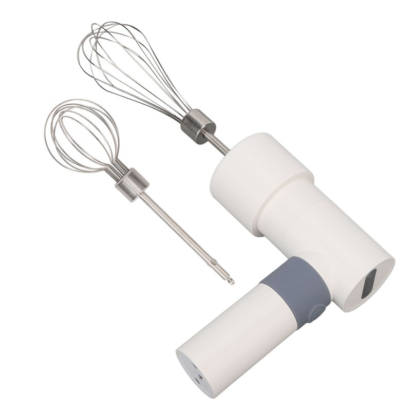 Electric Hand Mixer Warm White Cordless Rechargeable 2000mAh Battery Stainless