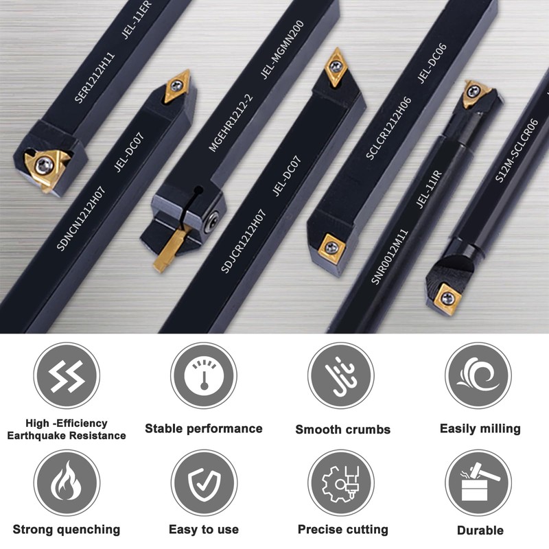 1/2" 12mm Indexable Lathe Turning Tool 21Pcs Kit- 7Pcs Metal