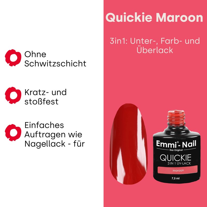 Emmi Nail Quickie Maroon 3-in-1 (Dark Brown Red, L032), LED