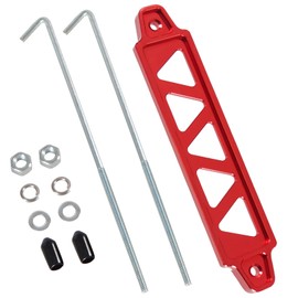 Htostar Racing Battery Hold Down Bracket, Aluminum Alloy Battery Tie Down Bracket with Stainless Steel J bolts(Red,10 inch bolts)
