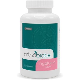 orthobiotix Hyaluronic with Zinc, 90 Capsules in 3-Month Supply, High Dosage, Vegan and Without Colourants and Fillers, 1 x 59 g
