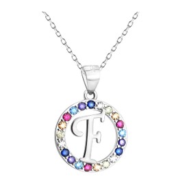 Sofia Milani - Women's Necklace 925 Silver with Zirconia Stones - Circle Letter Pendant, Sterling silver, Cubic Zirconia