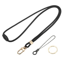 PATIKIL Neck Lanyard Strap for Keys, Adjustable ID Badges Holder Long Keychain Lanyard with Metal Buckle for Men Women Card Wallets, Black